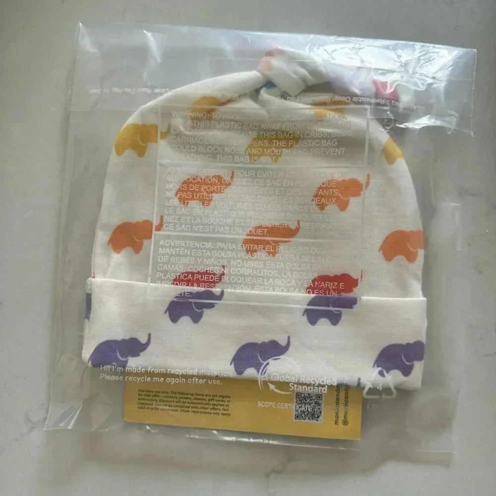 Monica + Andy Top Knot Cap - Elephants - NWT